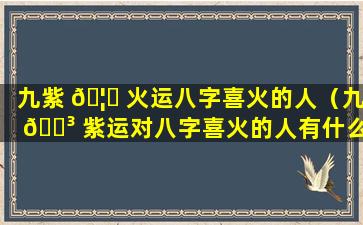 九紫 🦆 火运八字喜火的人（九 🐳 紫运对八字喜火的人有什么影响）